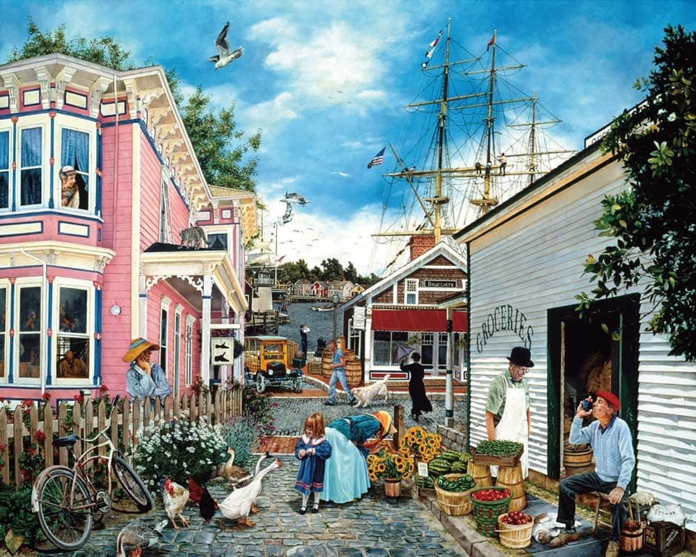 WingFun Jigsaw Puzzles 1000 Pieces –Wharf Town Puzzles -1000 Piece Puzzles for Adults Teens