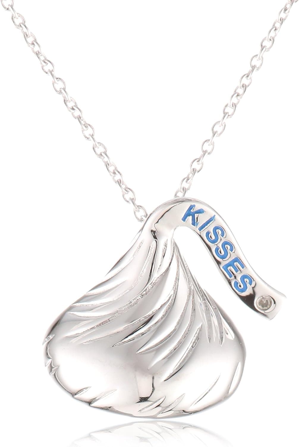 Hershey Jewelry Sterling Silver and Diamond Flat Back Necklace, 18" with Tin of Chocolates