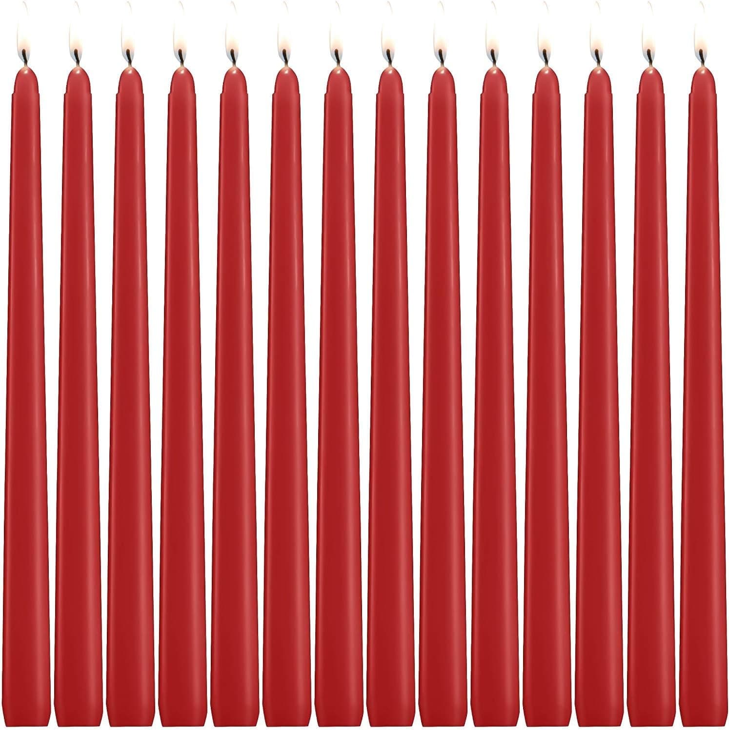 YUCH Elegant Taper Candles 10 Inches Tall Premium Quality Candles Set of 14 (Red)