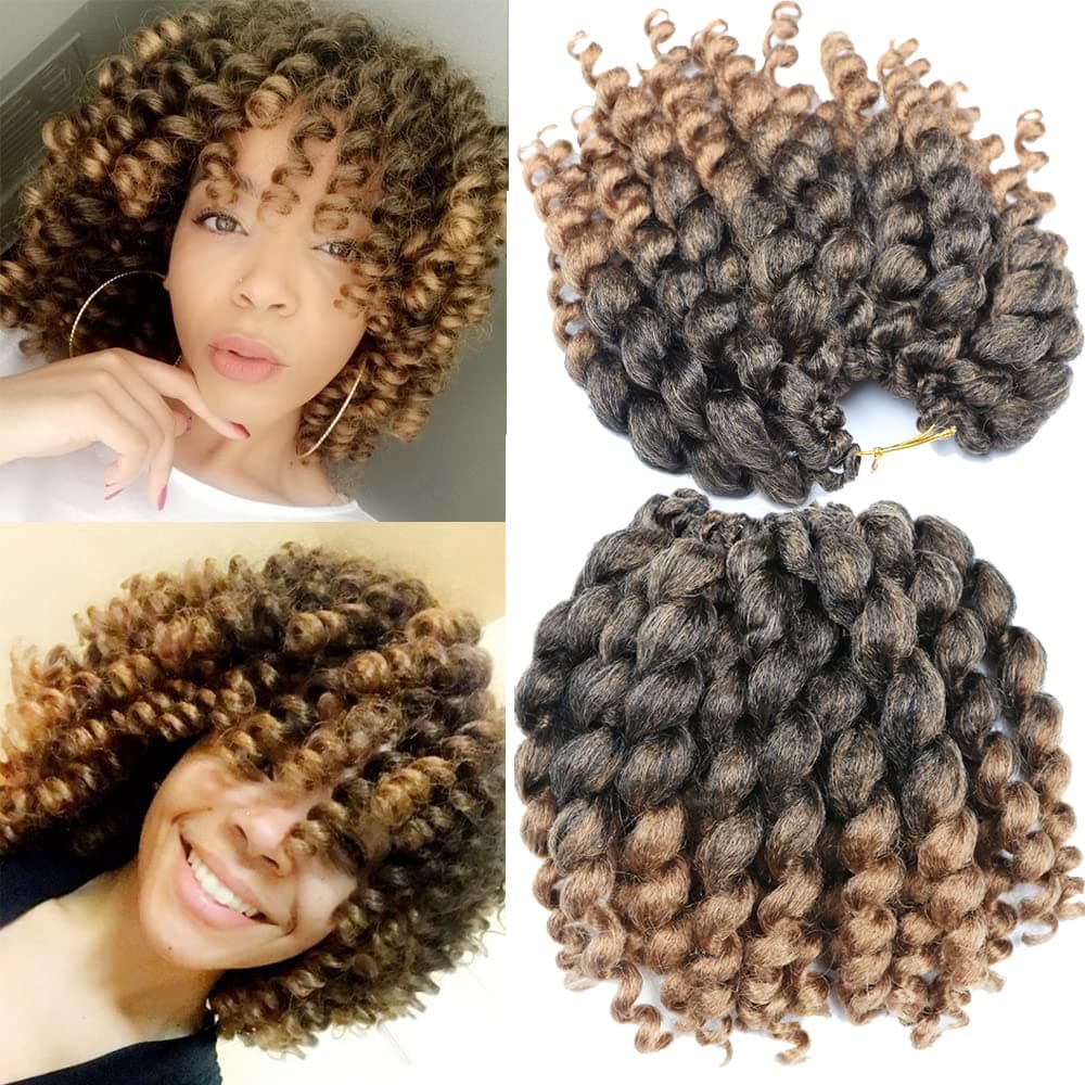 Crochet Braids Hair 2X Ringlet Wand Curl 3 Packs 8 inch Jamaican Bounce curl Twist Braiding Hair extension freetress crochet Hair (1B/27)