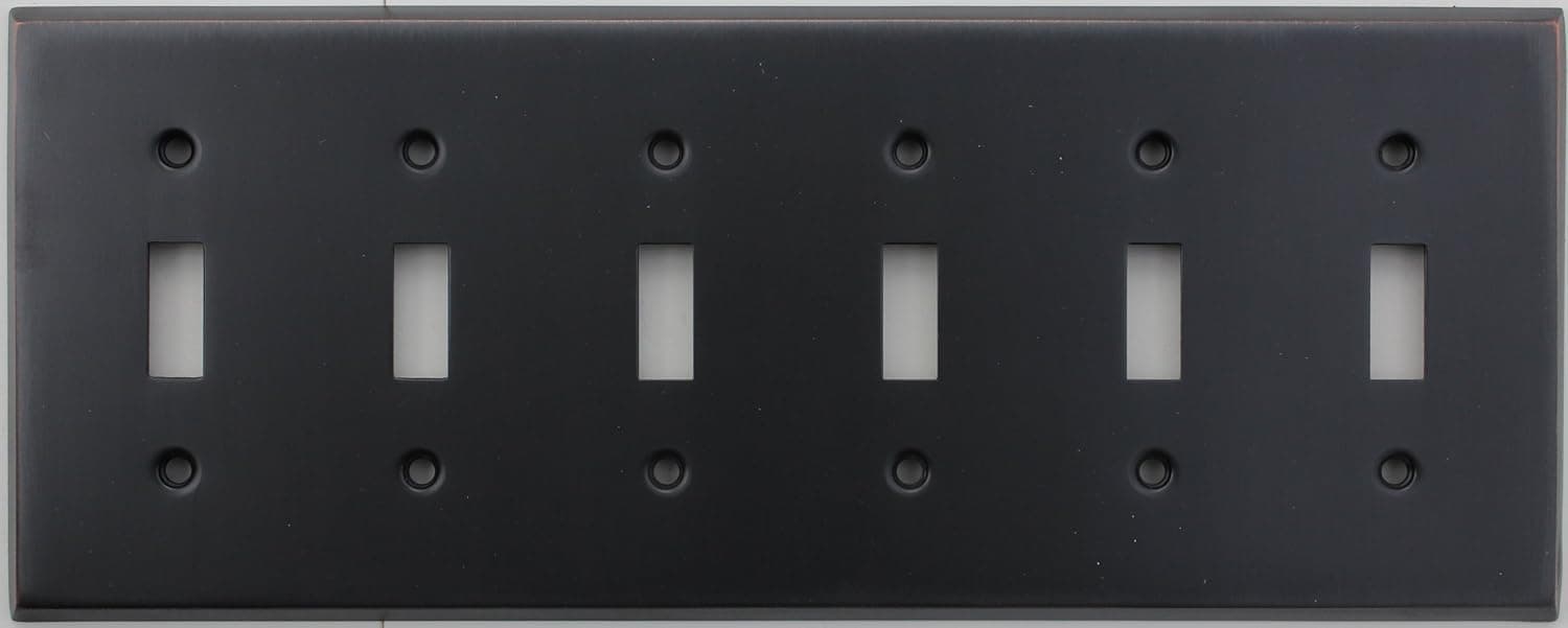 Classic Accents Stamped Steel Oil Rubbed Bronze 6 Gang Toggle Light Switch Wall Plate