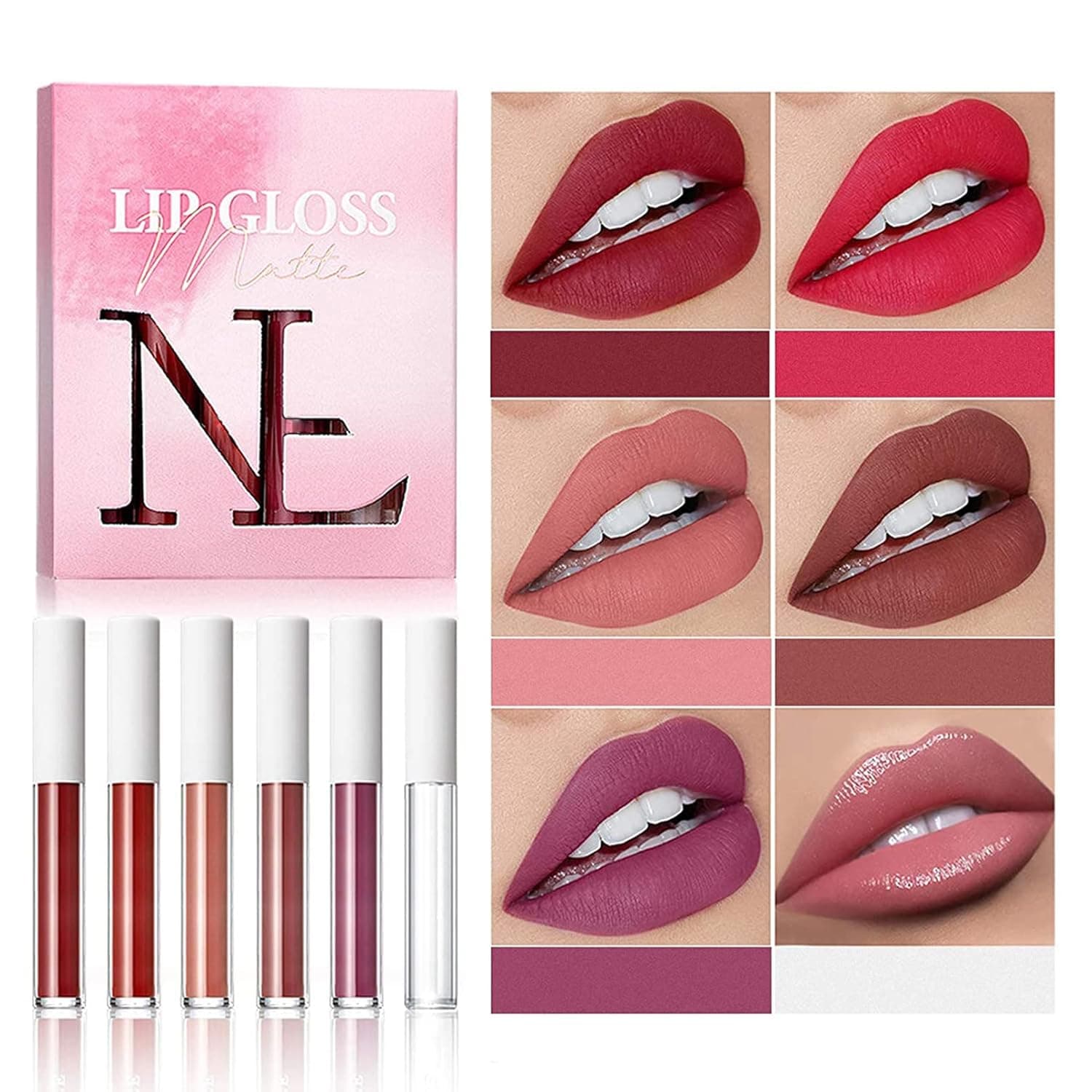 YACAISI 5+1 Matte Liquid Lipstick Lip Makeup Set,Long Lasting Waterproof Velvet Lip Gloss,Not Fade Lip Stain Glaze,High Pigmented Matte Lipstick Lip Makeup Gift Kit for Women Girls