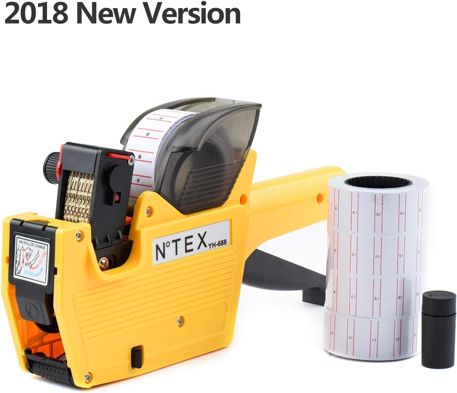 Crossmo YH-688 8 Digits Price Tag Gun Labeler Labeller Included 2500 Labels and Ink Refill for Office, Retail Shop, Grocery Store,Super Market(Orange)