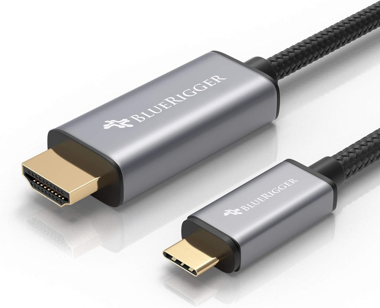 BlueRigger Premium USB C to HDMI Cable (6ft, 4K 60Hz, Braided, USB Type C) – Thunderbolt 3 Compatible with MacBook Pro/Air, iMac, Chromebook Pixel, Samsung Galaxy/Note, Dell, Surface Book