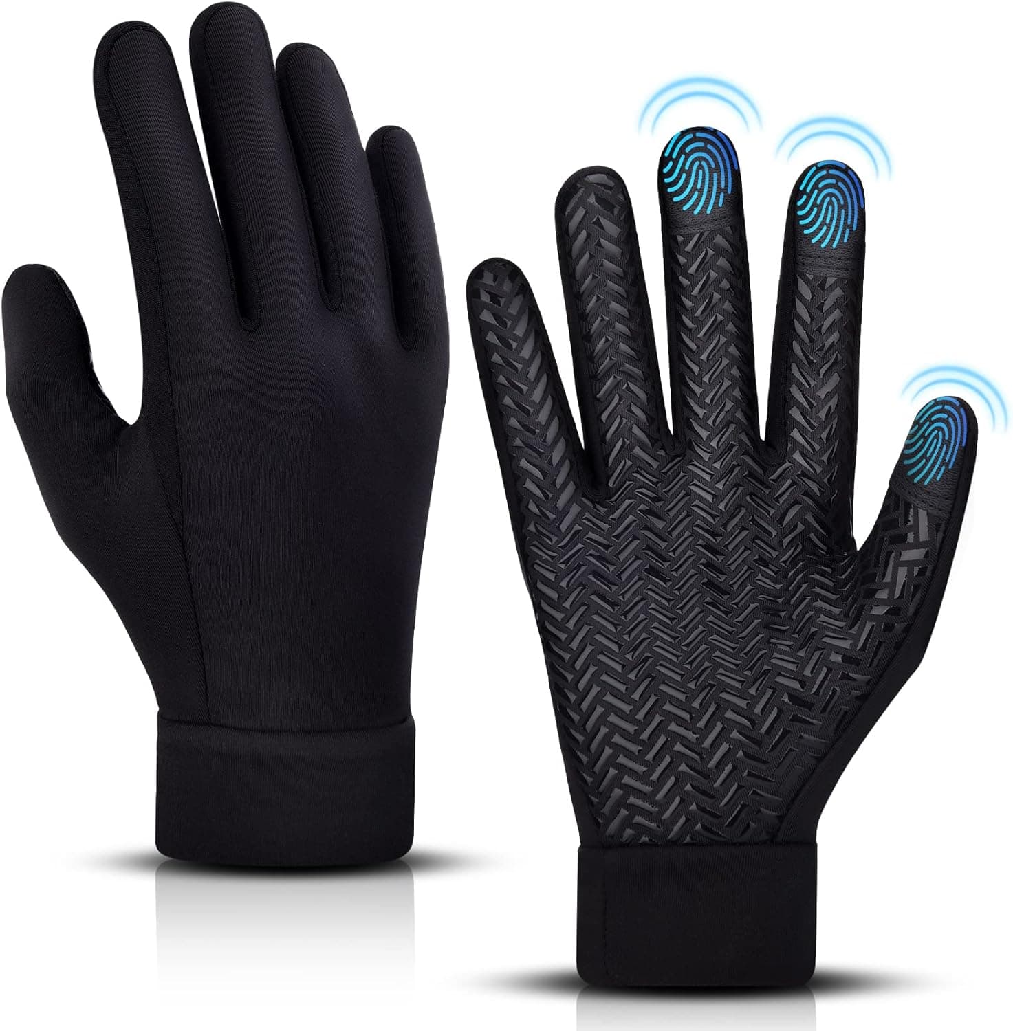 EEFOW Winter Warm Gloves for Women&Men - Cold Weather Thermal Waterproof Touchscreen Running Gloves Sports Outdoor Cycling Windproof Mittens for Golf Gym Hunting ski Shooting Black L