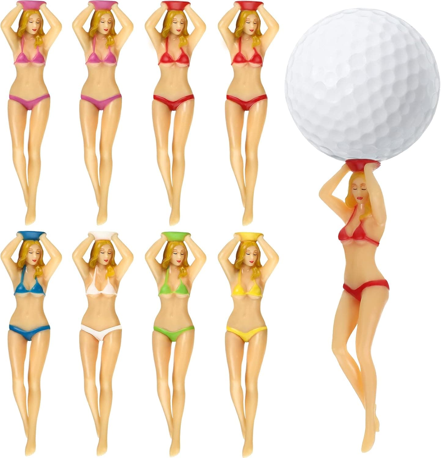 Funny Golf Tees Lady Bikini Girl Golf Tees 76 mm/ 3 Inch Plastic Golf Tees Women Golf Tees for Golf Training Accessories (8 Pieces)
