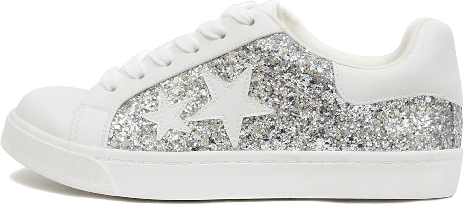 Soda Wander ~ Lace-up Double Layer Foam Padded Cushion Sock with Stars Low top Fashion Sneakers