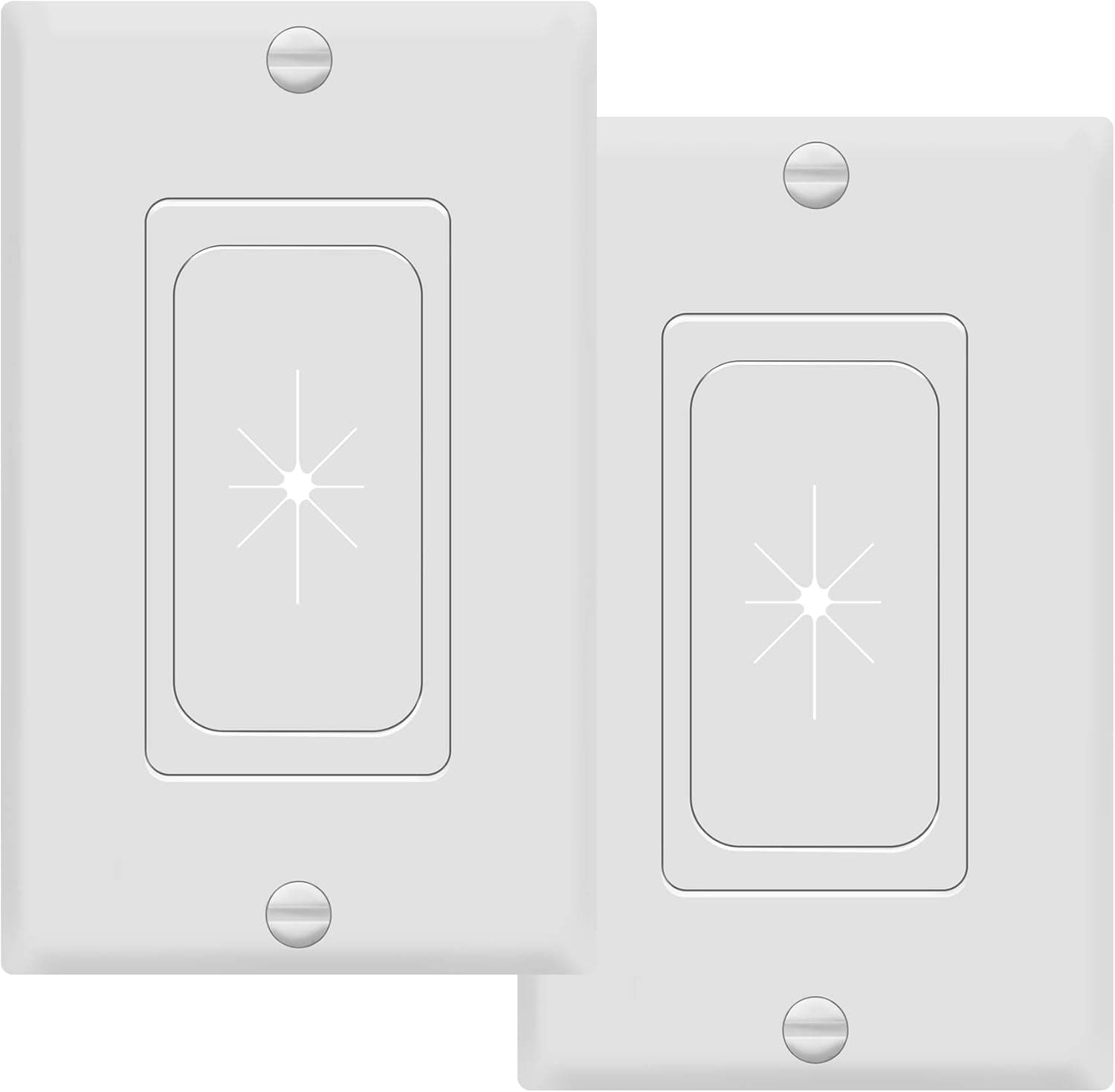 TOPGREENER Flexible Rubber Wall Grommet Insert with Decorator Wall Plate, Pass Through Plate for Low-Voltage Cables, Size 1-Gang 4.50" x 2.75," Polycarbonate Thermoplastic, TG8901-2PCS, White, 2 Pack