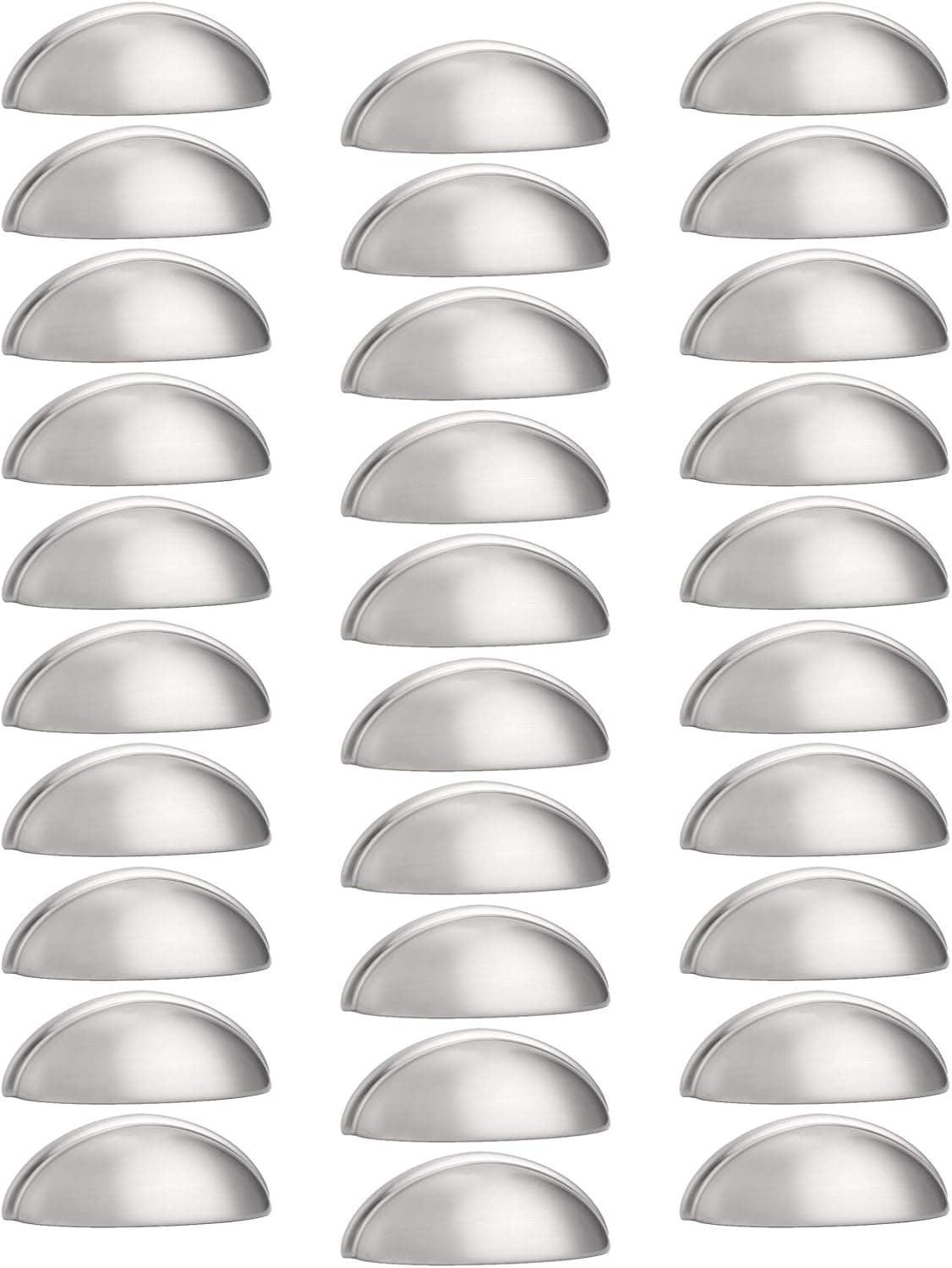 (5 Pack)Probrico Satin Nickel Drawer Handles Cabinet Cup Pulls 3 Inch Hole Center Kitchen Cabinet Hardware Dresser Closet Cup Pull Bin Cup Drawer Cabinet Handles