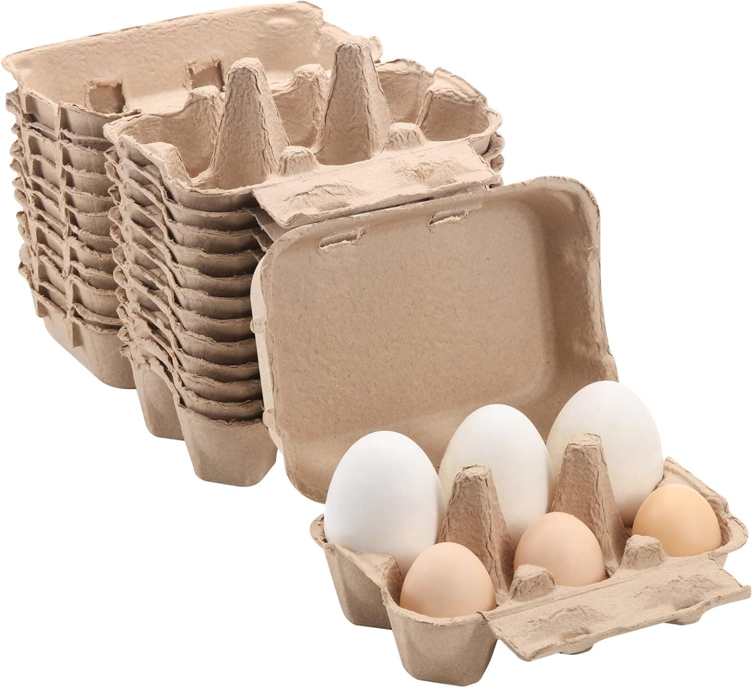 Extra Large Vintage Goose Egg Cartons 20 Pack, Half Dozen Jumbo Geese Egg Carton XL Size, Blank Natural Pulp Eggs Container Holder Reusable for 6 Six Count Chicken Duck Egg Carton Storage Tray Strong