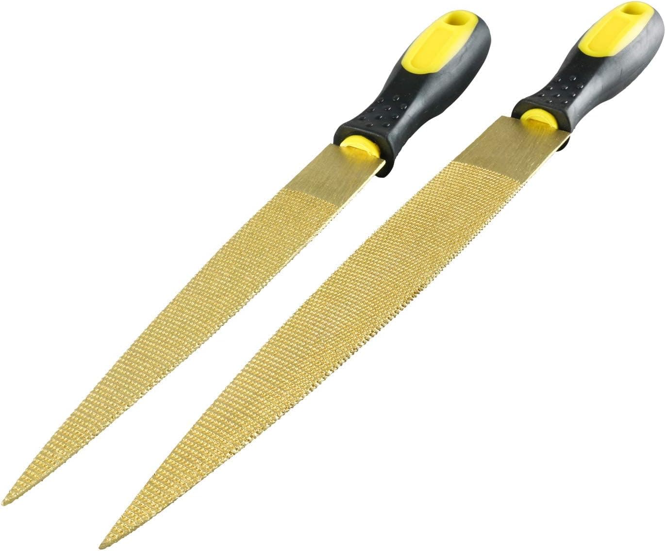 HYDDNice Golden Tapered Wood Rasp Bastard File 8" and 10" Wood File Bastard File Set with Storage Pouch