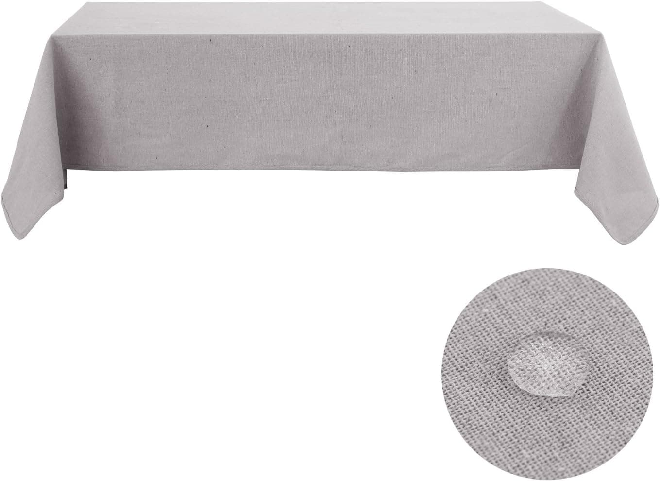 Deconovo Light Grey Tablecloths for Rectangle Tables 60 x 84 Recycle Cotton Tablecloths for Party Inch Light Grey