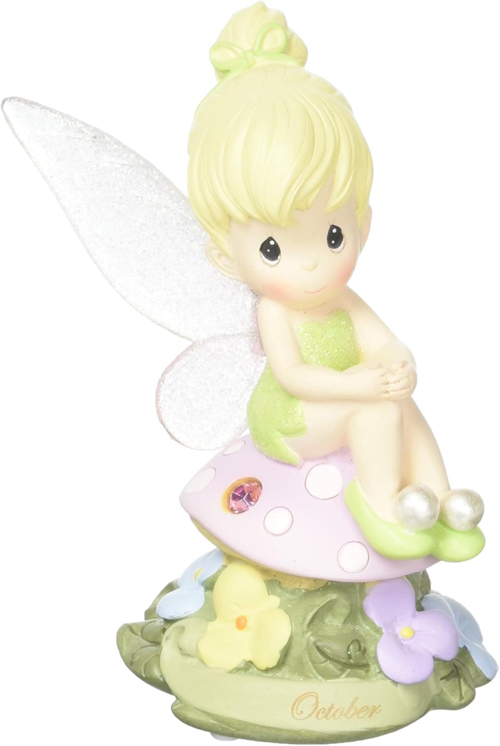 Precious Moments, Disney Showcase Collection, October Fairy As Tinker Bell, Pink Tourmaline, Resin Figurine, 113217