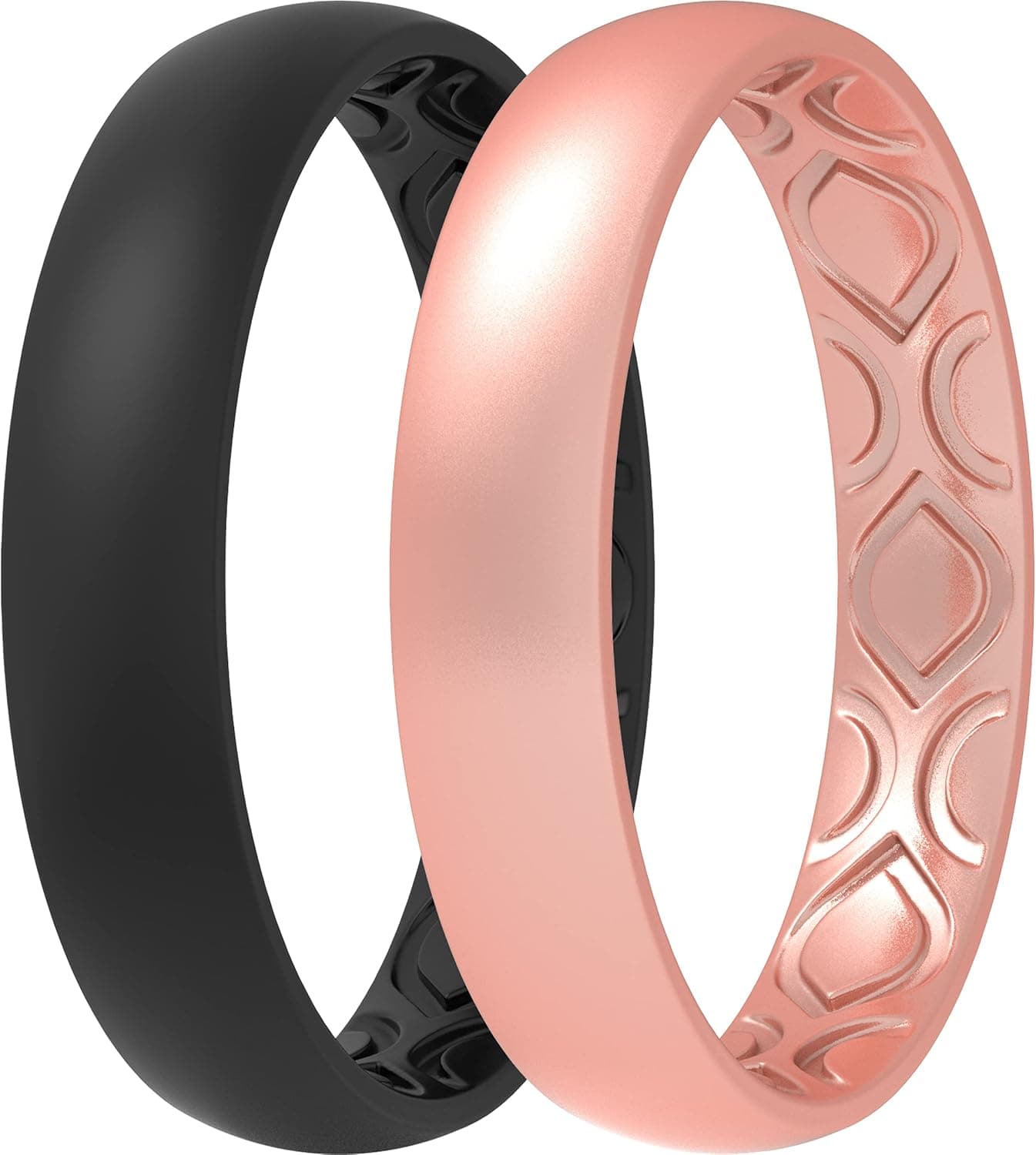 ThunderFit Women Breathable Eternity Pattern Silicone Wedding Ring Wedding Bands Anniversary Rings 4mm Width - 1.5mm Thickness - 12 rings / 8 Rings / 4 Rings / 1 Ring