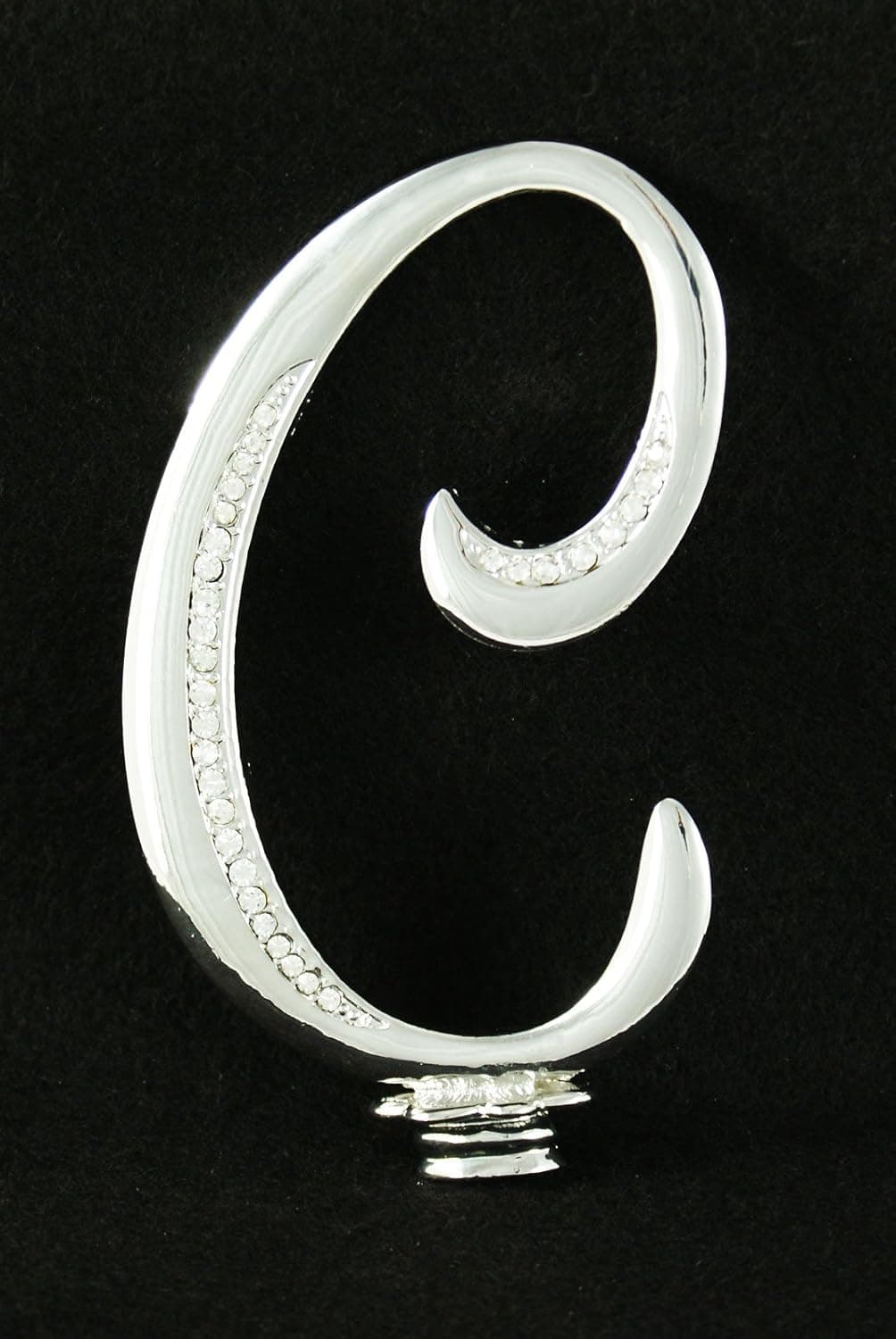 Silver Rhinestone Monogram Wedding Cake Topper Top Letter Initial"C"