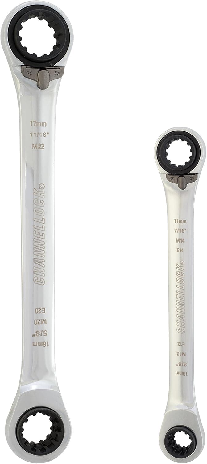 Channellock 38053 Uni-Fit 4-In-1 Ratcheting Wrenches, 2-Piece