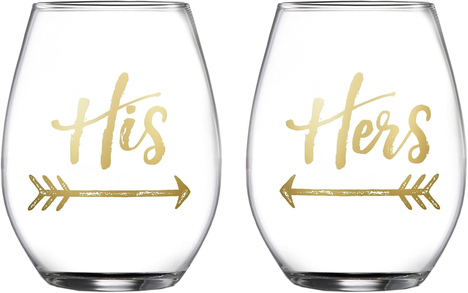 Fifth Avenue Crystal His/Hers Arrow Stemless Goblets (Set of 2), Clear