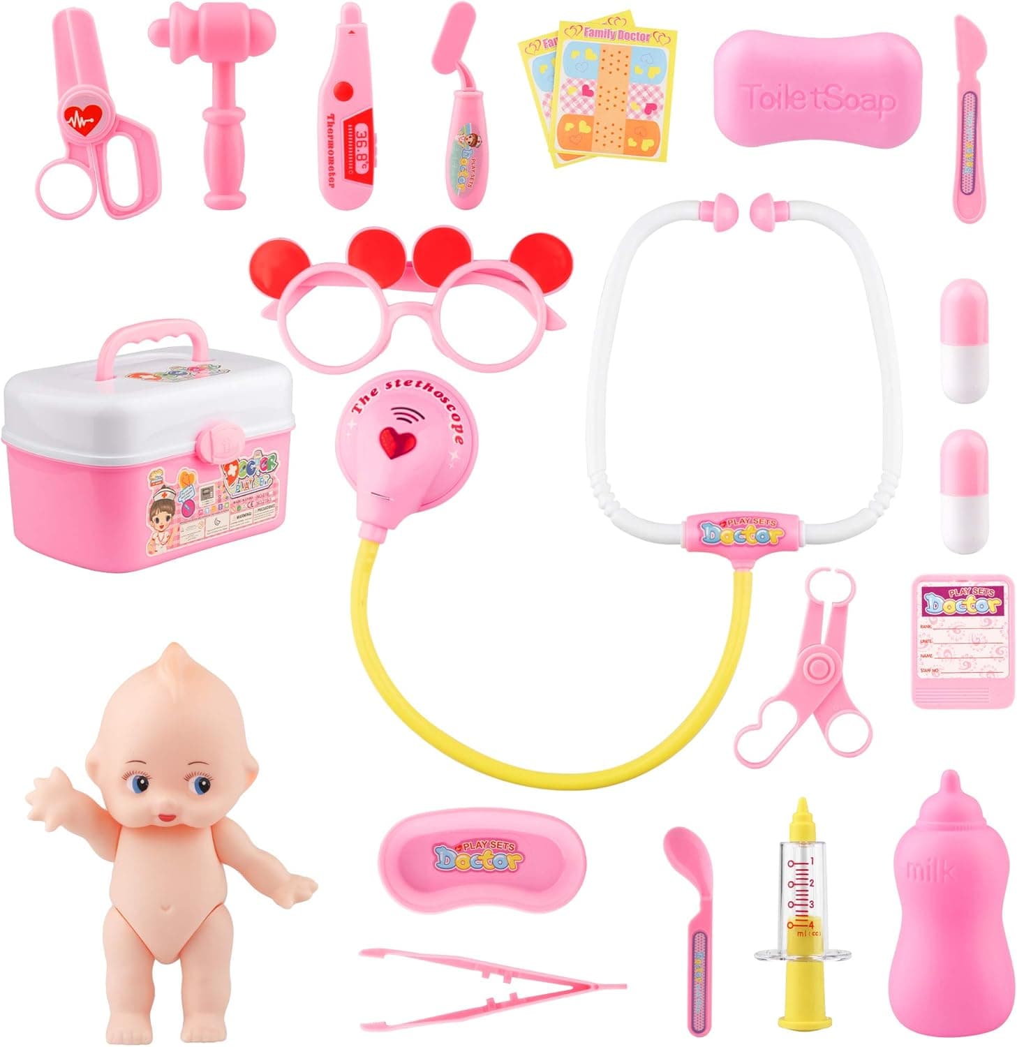 Doctor kit for Kids Toy Doctor Kit for Toddlers Pretend Play Doctor Set with Stethoscope Medical Dr Kit for Kids Doctor Costume Dress Up Educational Doctor Dentist Toys Birthday Gift for Boys Girls