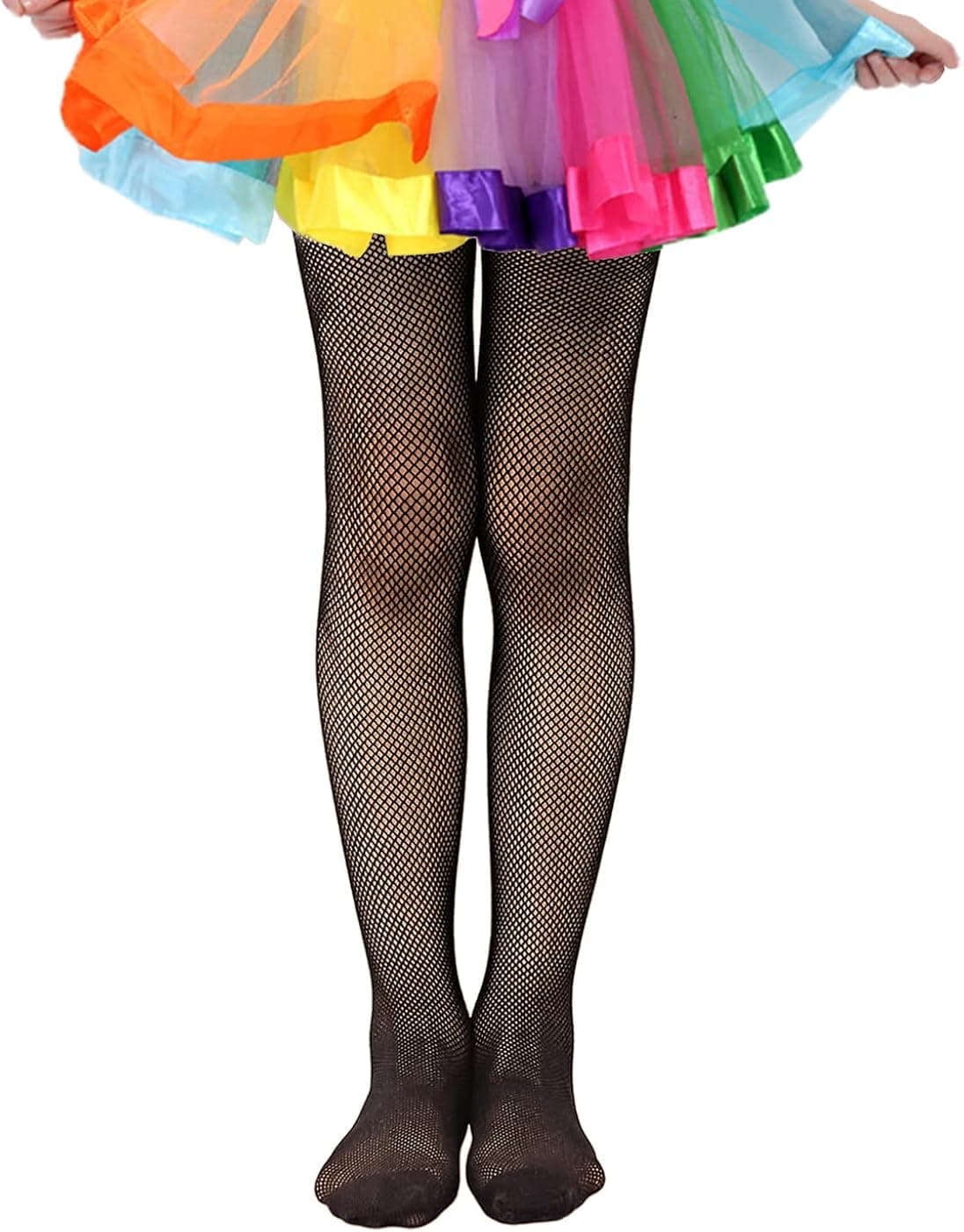 VINICUNCA Girls Fishnet Stockings for Princess Dress High Waist Mesh Tights Cute Pattern Knit Socks