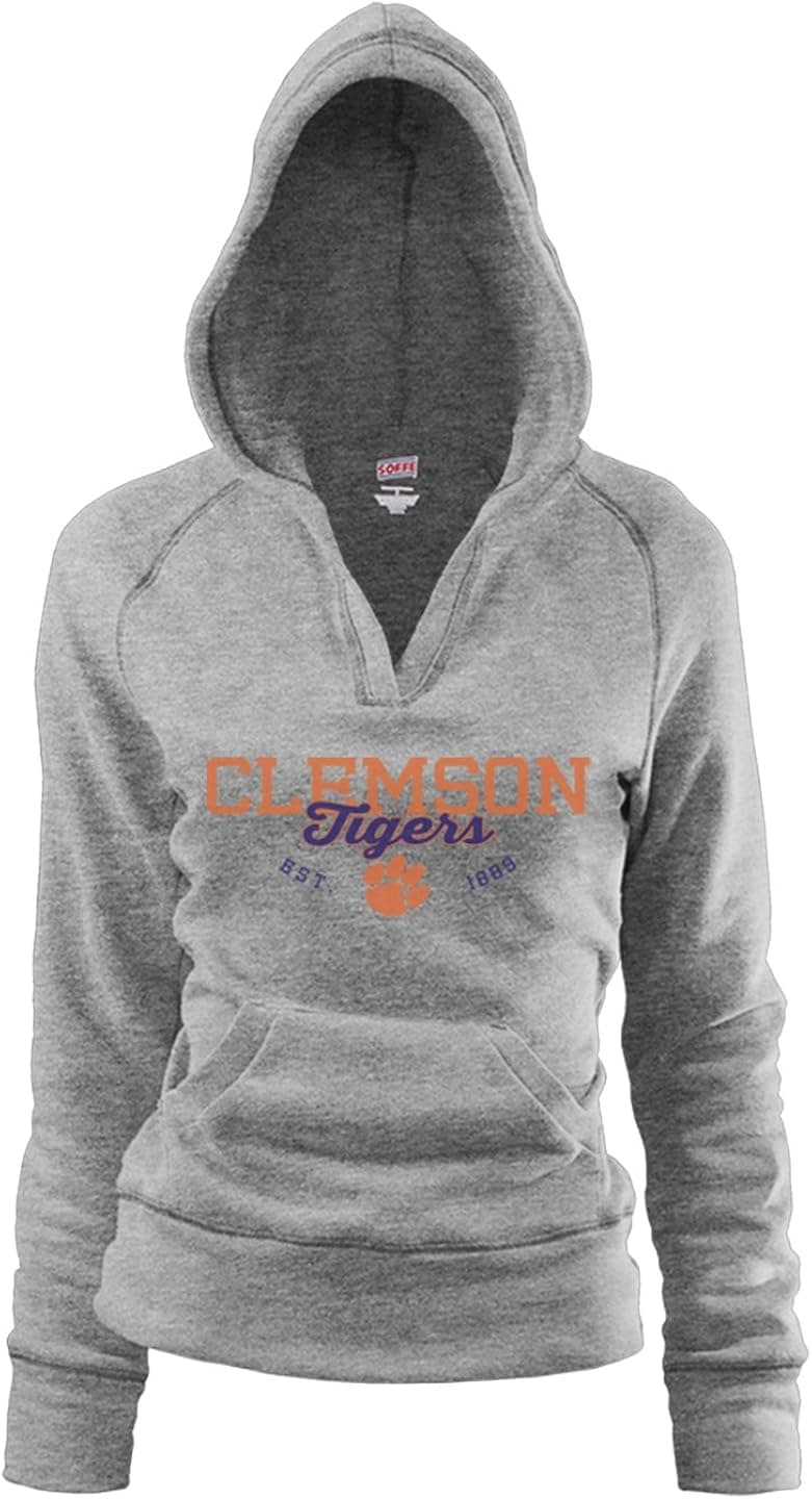 Soffe NCAA Clemson Tigers Junior Rugby Deep College Logo V-Neck Fleece Hoodie