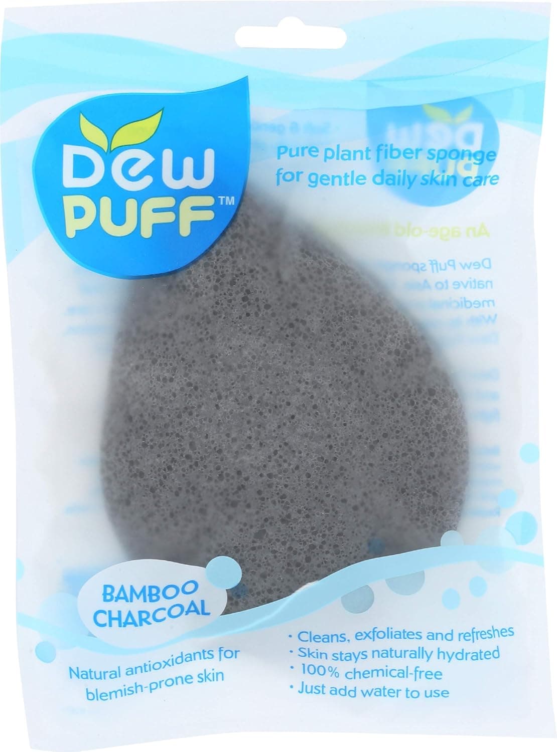Dew Puff Konjac Sponge, Bamboo Charcoal