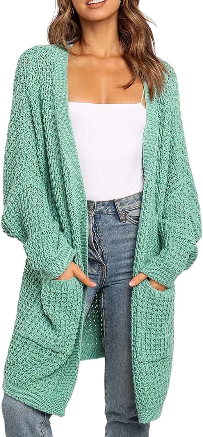 Dokotoo Womens 2023 Winter Fall Casual Open Front Knit Long Cardigans Sweaters Coats