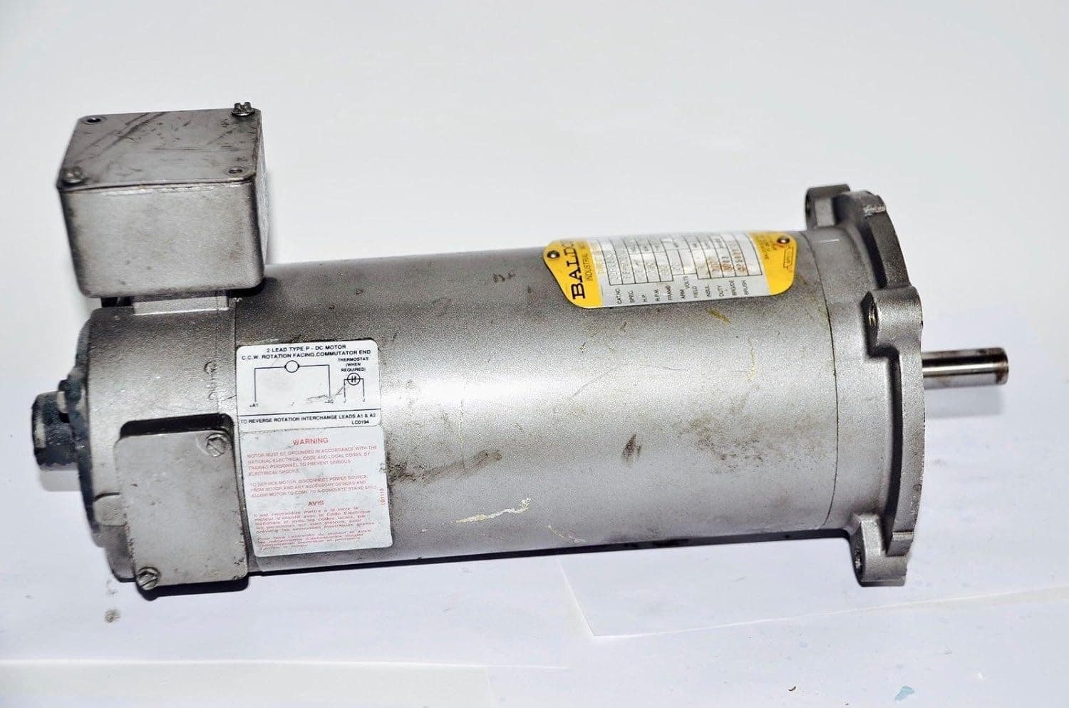 BALDOR CDP3330 56C Frame TENV DC Motor, 0.5 hp, 1750 RPM, 3336P, F1, 90V Armature Voltage