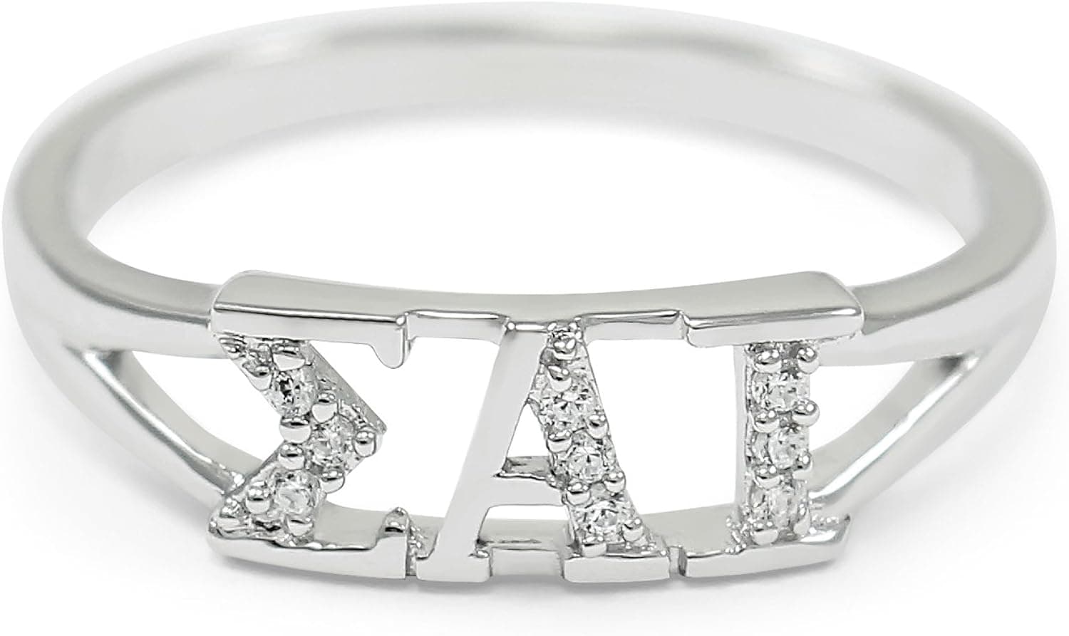 The Collegiate Standard Sigma Alpha Iota Sterling Silver Ring Set with Czs