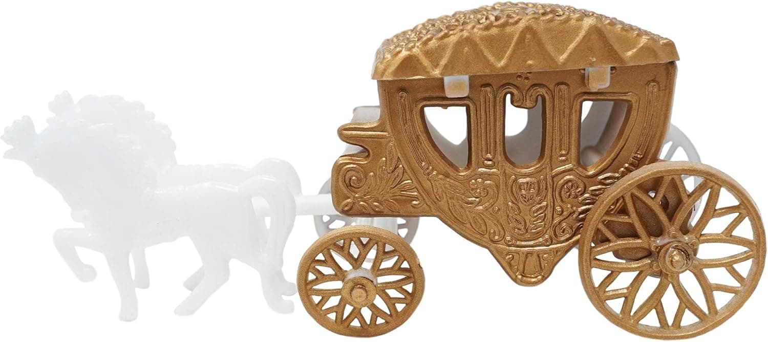 Mini Cinderella Horse & Carriage Coach Set Cake Topper Centerpiece Keepsake - Dark Gold