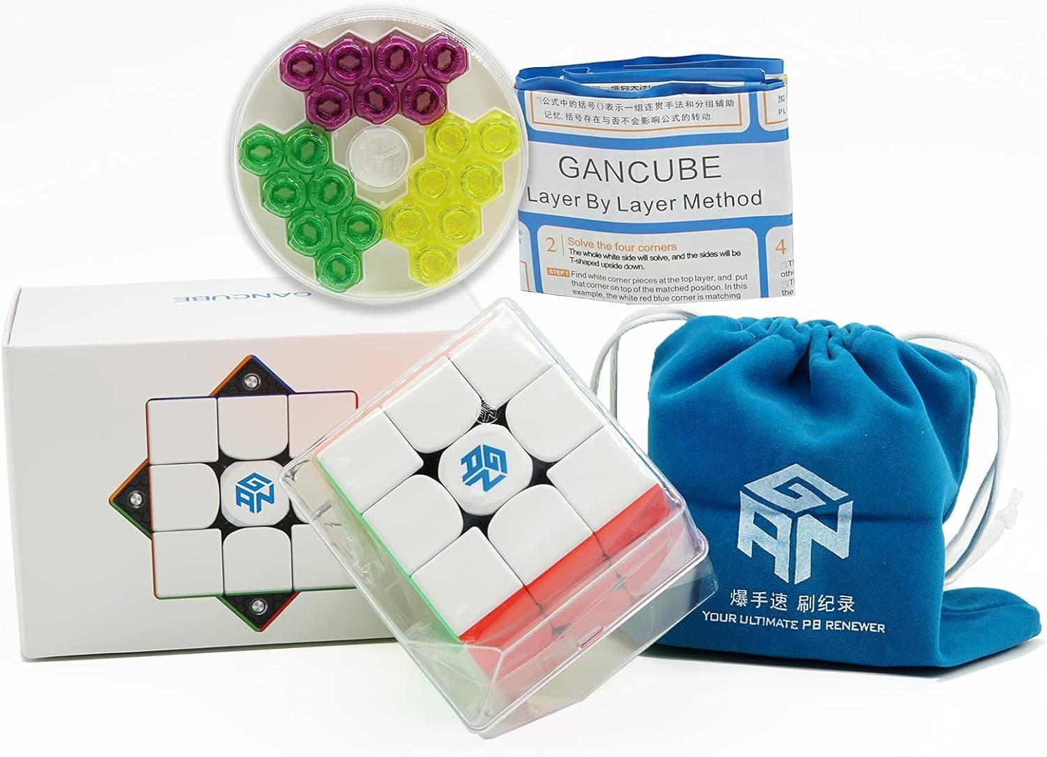 GAN 356 M, 3x3 Magnetic Speed Cube Gans 356M Magic Cube, Gan356 M Speedcube Stickerless (GAN356M with GES)