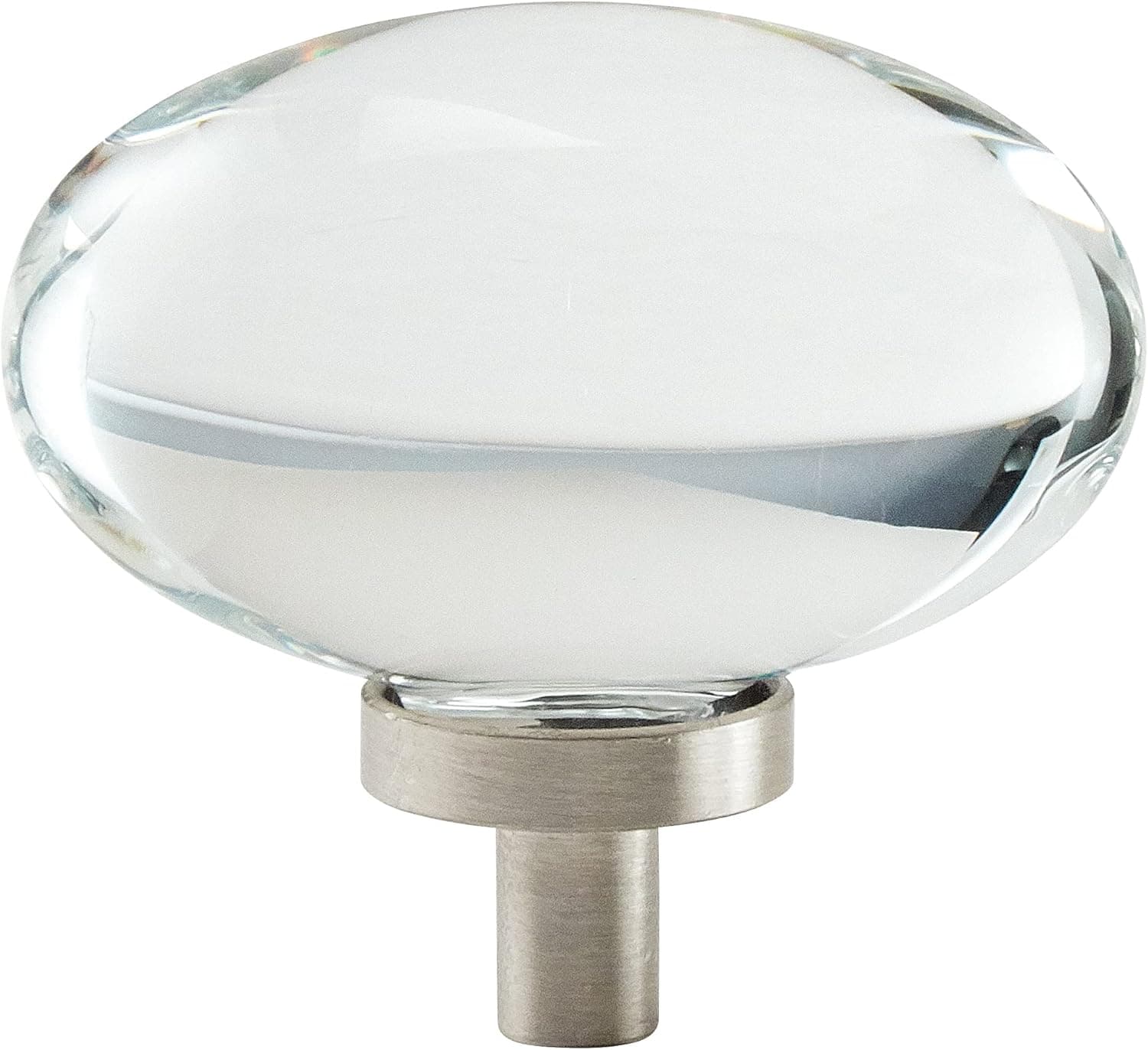 Amerock | Cabinet Knob | Clear/Satin Nickel | 1-3/4 inch (44 mm) Length | Glacio | 1 Pack | Drawer Knob | Cabinet Hardware