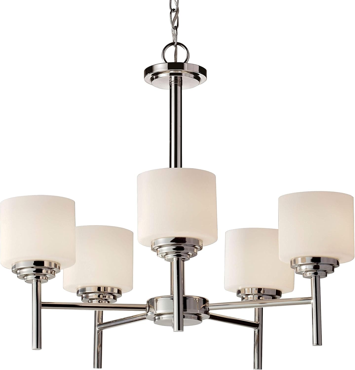 Feiss F2766/5PN Malibu Glass Chandelier Lighting, Chrome, 5-Light (25"Dia x 22"H) 500watts