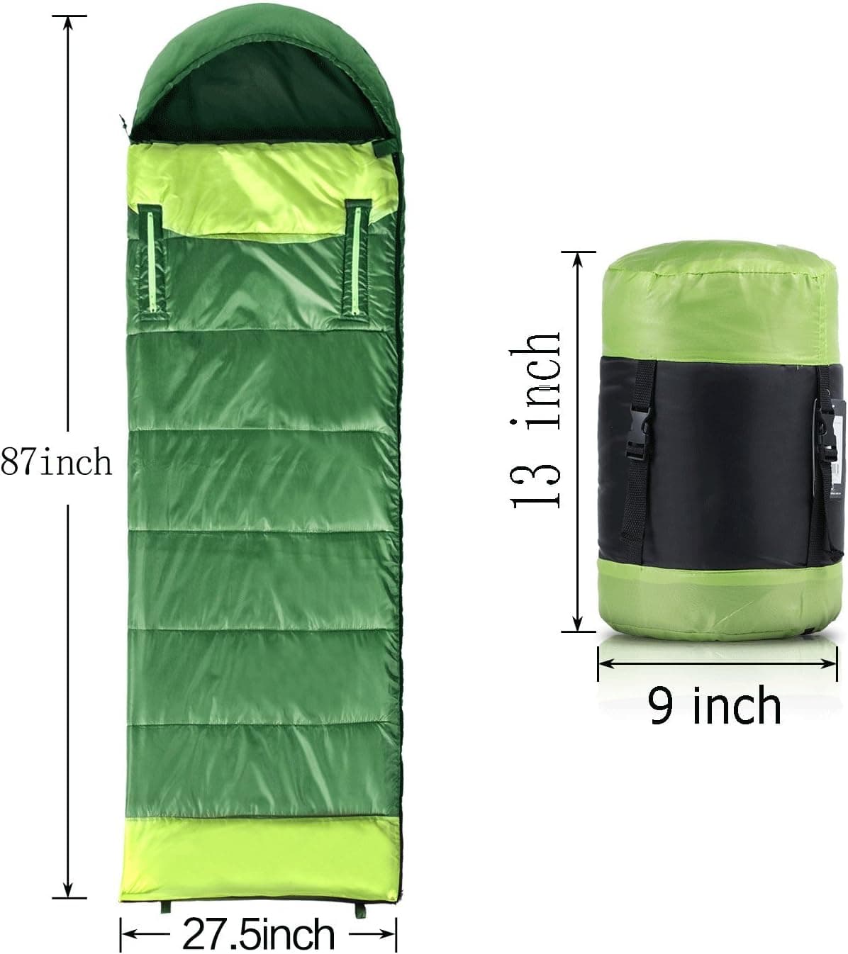 Wintou Sleeping Bag with Compression Sack, 3-4 Season Lightweight Sleeping Bag for Adult Kids Camping Hiking Backpacking Trip, (75 +12) x33 inches