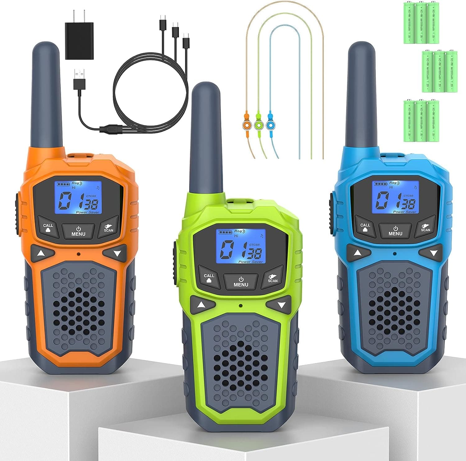 Walkie Talkies 3 Pack, Long Range Walkie Takie for Adults Portable 2 Way Radios with 22 Channels NOAA Weather Alert VOX for Camping Hiking Cruise Ship