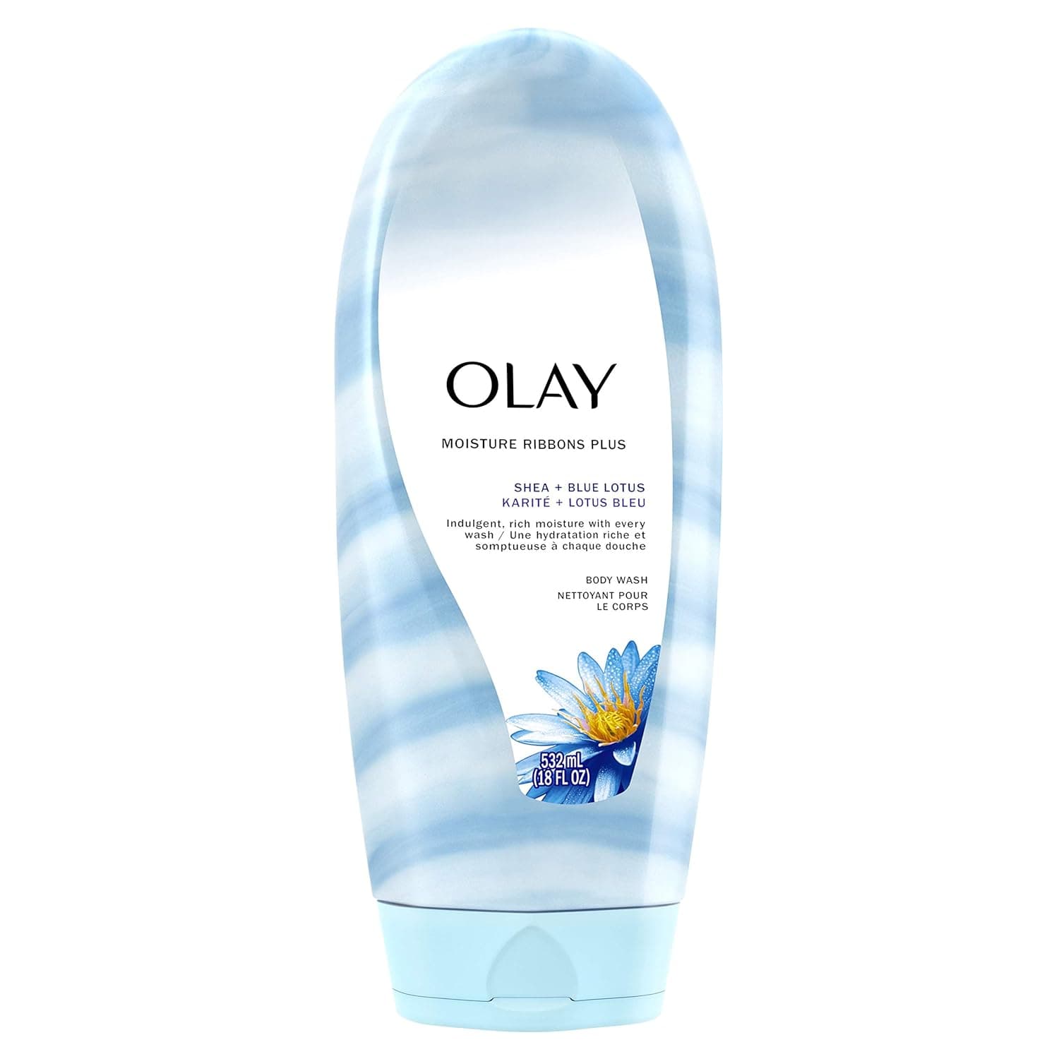 Olay Moisture Ribbons Plus Shea + Blue Lotus Body Wash, 18 oz
