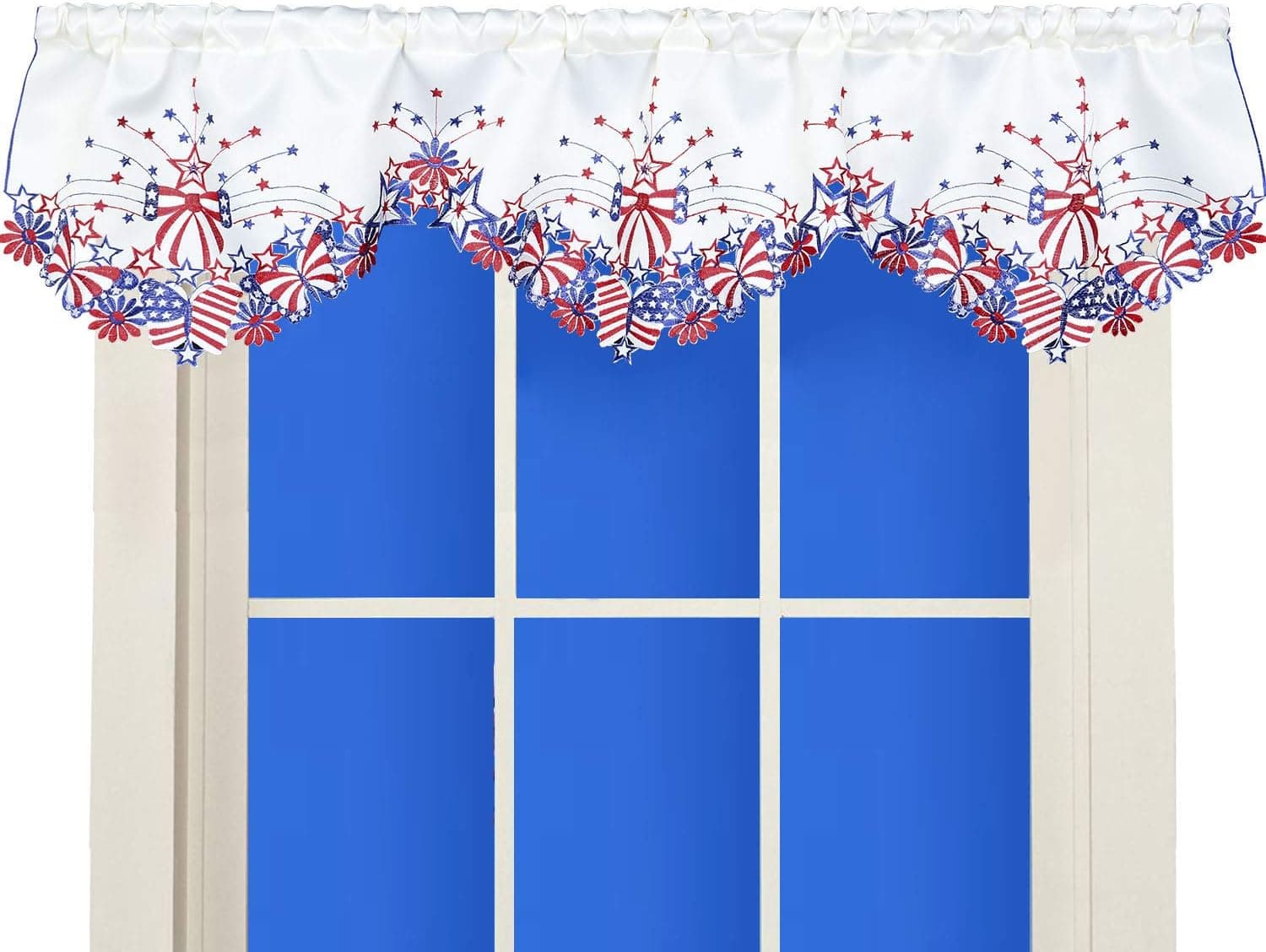 Simhomsen Embroidered Decorative July 4th Holiday Patriotic Window Valance for American Independence Day, Memorial Day and Veterans Day, W 58 × L 14 Inches (July 4th)