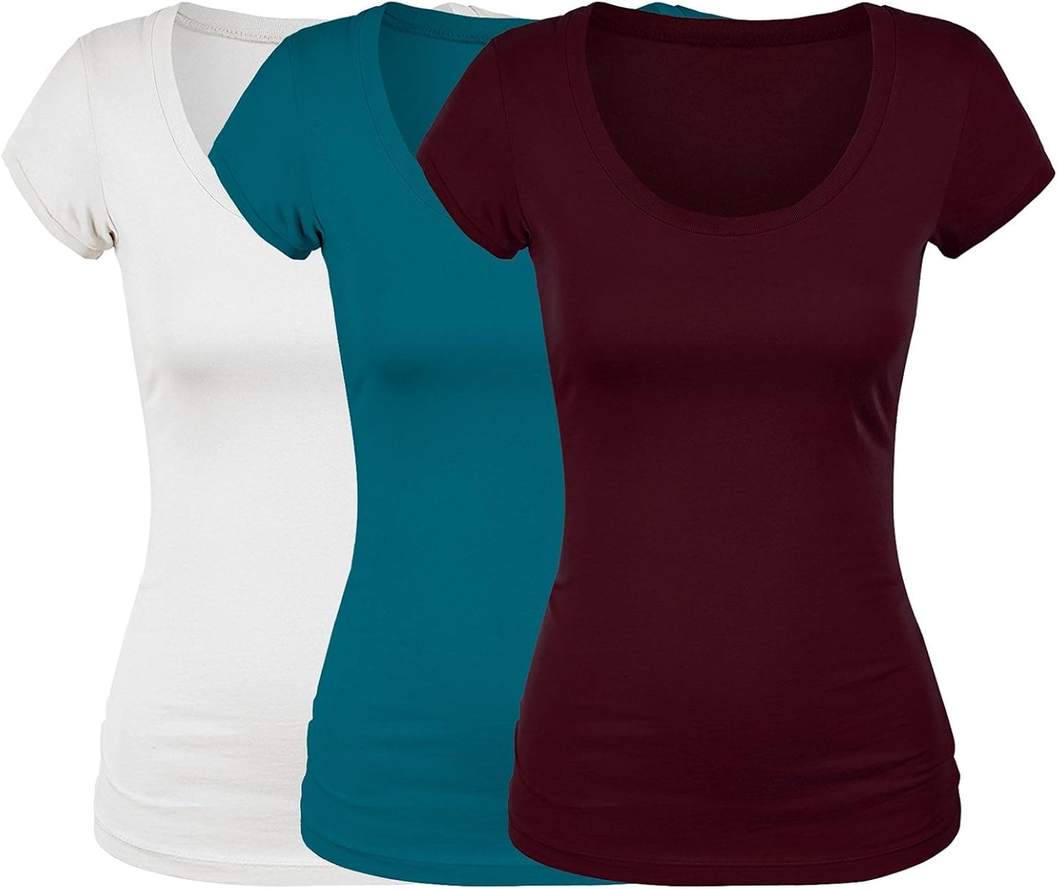 Emmalise Women's Short Sleeve Tshirt Scoop Neck Tee Value Pack Junior Plus Sizes
