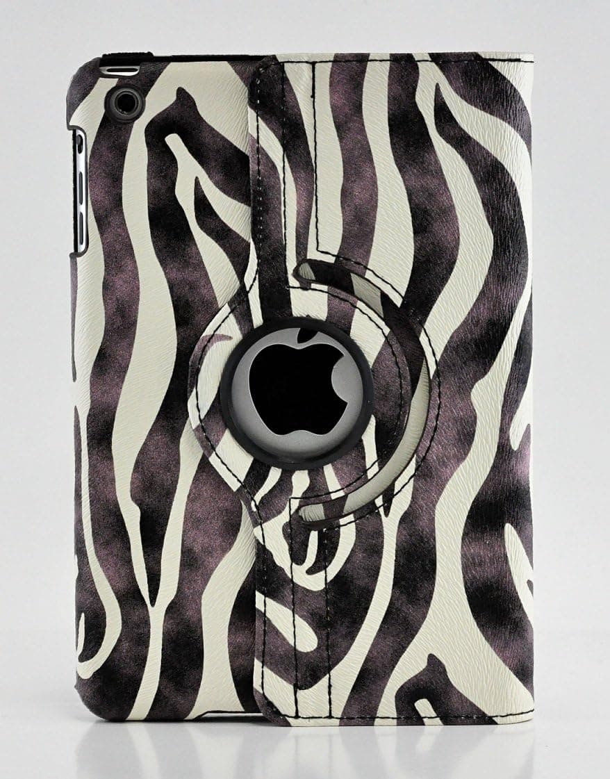LiViTech(TM) Zebra Print Series for Apple iPad Mini 7.9' 360 Degreee PU Leather Case Cover (Smart Cover's Sleep & Awake) (Purple)