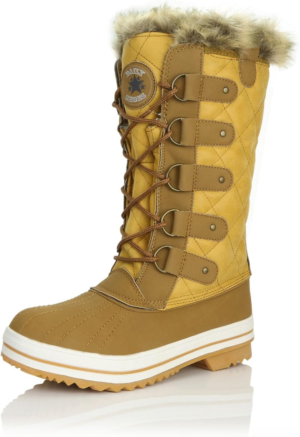 DailyShoes Women's Mid Calf Arctic Warm Fur Water Resistant Eskimo Snow Boots