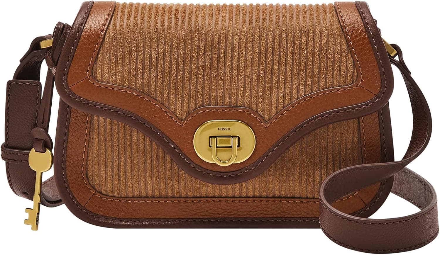 Fossil Women's Heritage Leather Mini Flap Crossbody Purse Handbag