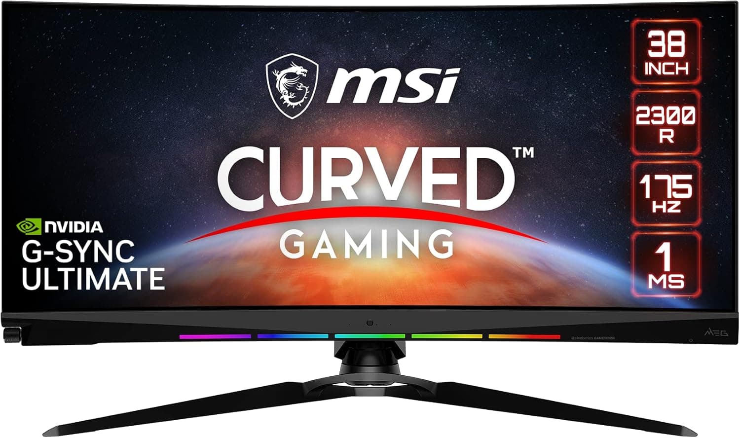 MSI MEG381CQR Plus, 38" Gaming Monitor, 3840 x 1600 (UWQHD+), Rapid IPS, 175Hz, Gsync Ultimate, HDR 600, HDMI, Displayport, Tilt, Swivel, Height Adjustable