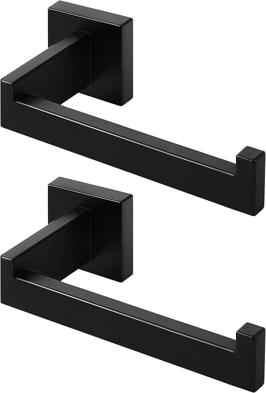 HITSLAM Matte Black Square Toilet Paper Holder Premium 304 Stainless Steel Toilet Roll Holder for Bathroom Rustproof Wall-Mounted 2 Pack