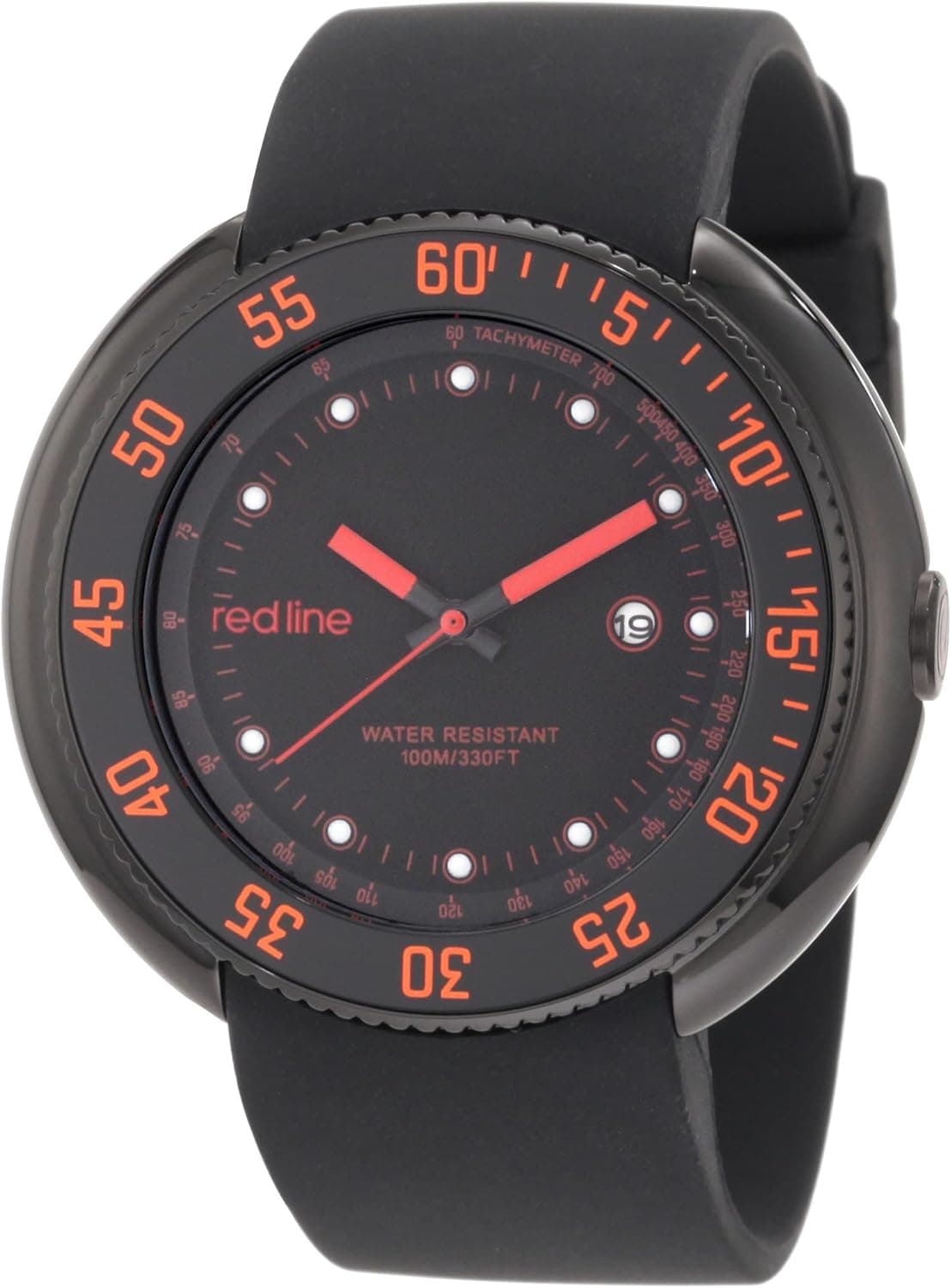 red line Men's 50069-BB-01-RA Driver Black Dial Black Silicone Watch