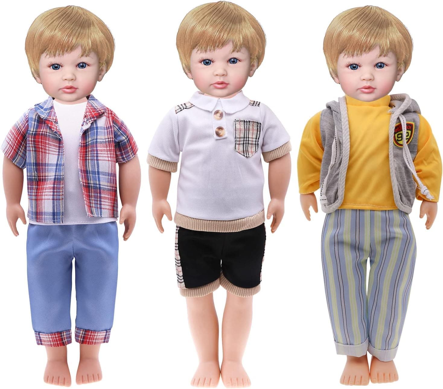 18 Inch Baby Doll Clothes and Accessories - 3 Sets Fashion Casual Wear Plaid Include Tuxedo Suit, Jacket, Denim, Shirt, Casual Wear Outfits Baby Doll Mini Stuff Accessories