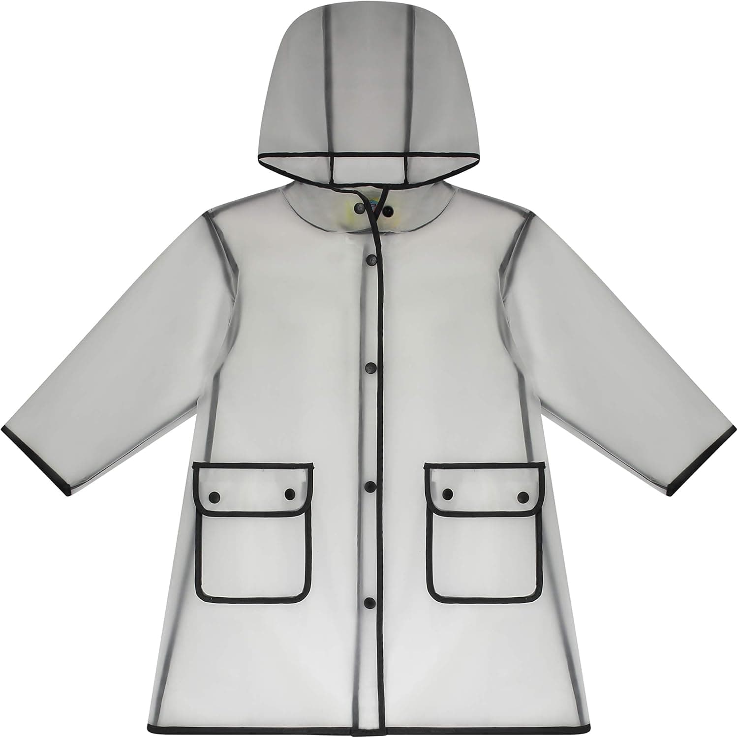 Fit Rite Kids Raincoat Girls Frosted Transparent Full Length Rain Jacket with Reflective Piping