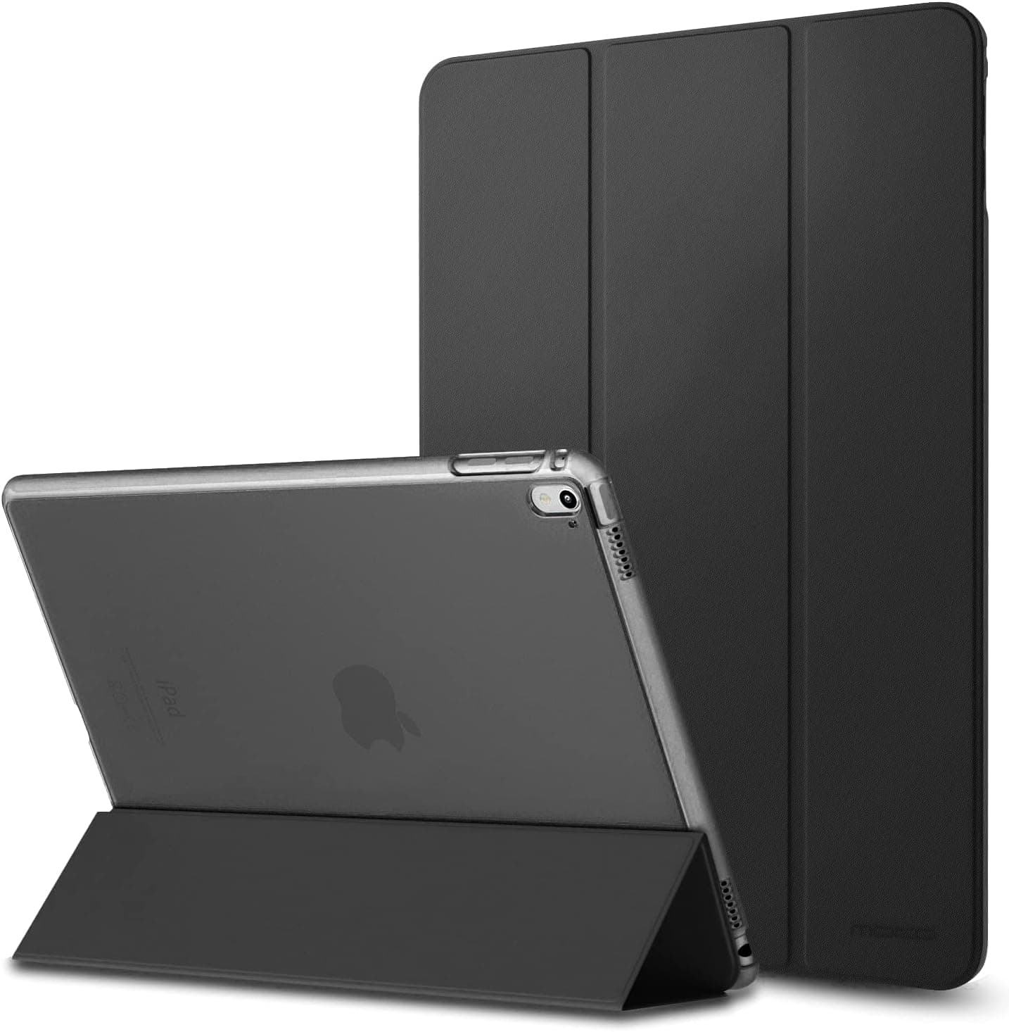 MoKo Case Fit Apple iPad Pro 9.7 Inch 2016 Release Tablet (A1673/A1674/A1675) - Slim Lightweight Smart Shell Stand Cover with Translucent Frosted Back Protector, Black (with Auto Wake/Sleep)
