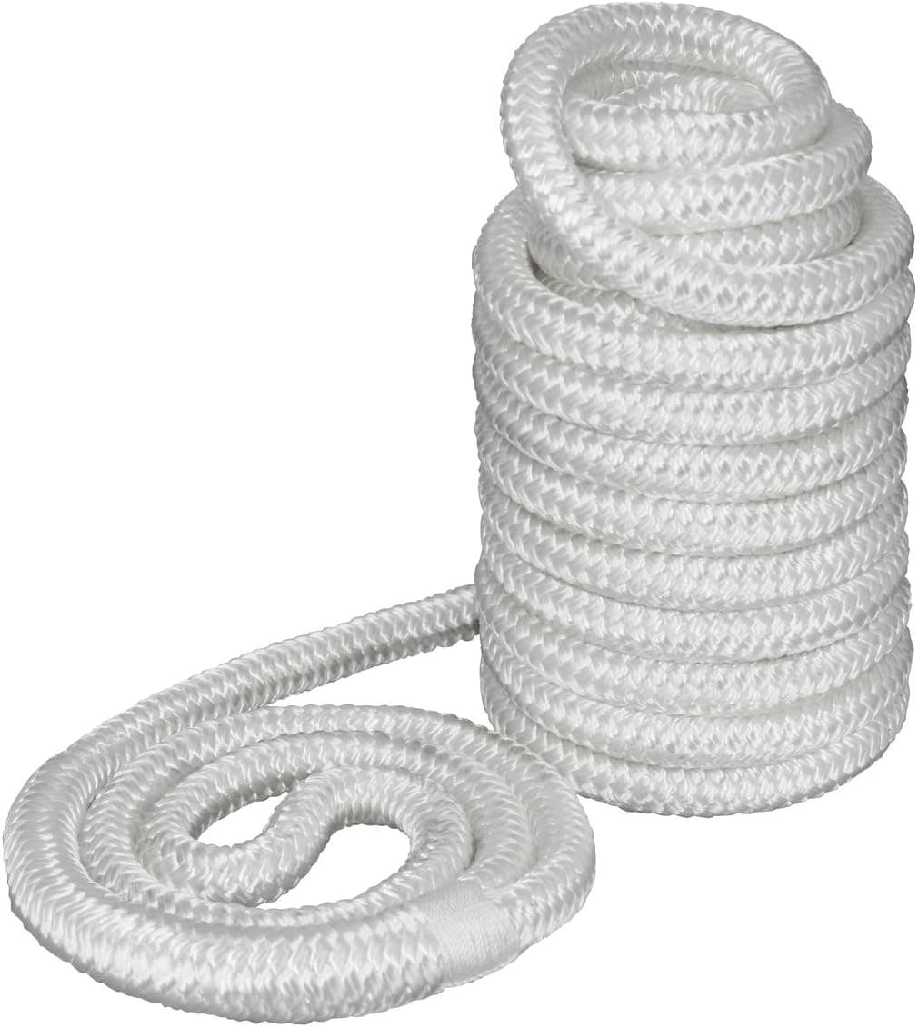 Norestar Double Braided Nylon Marine Dock Line/Boat Mooring Rope, 35 feet by 1/2 inch, White