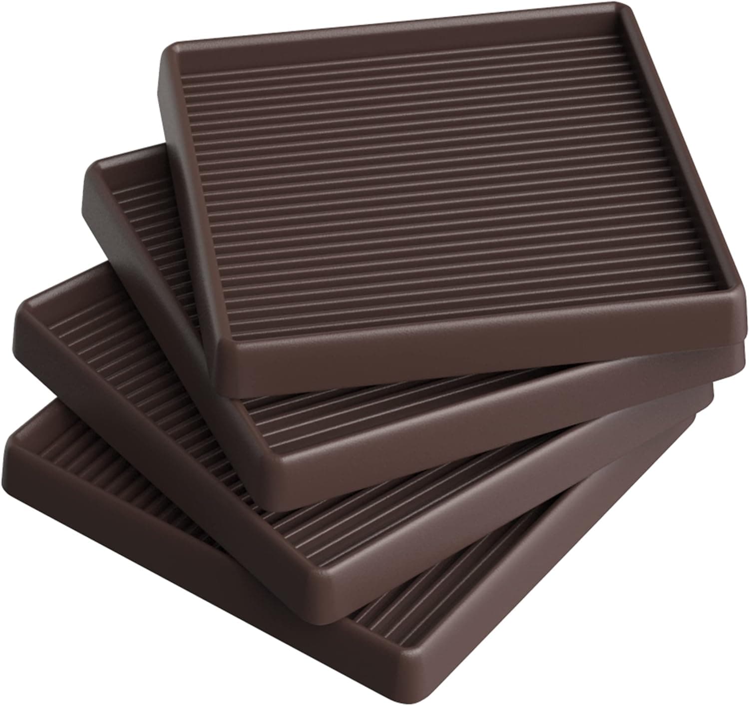 CasterMaster Non Slip Furniture Pads - 5x5 Square Rubber Anti Skid Caster Cups Leg Coasters - Couch, Chair, Feet, and Bed Stoppers with Anti - Sliding Floor Grip (Set of 4)