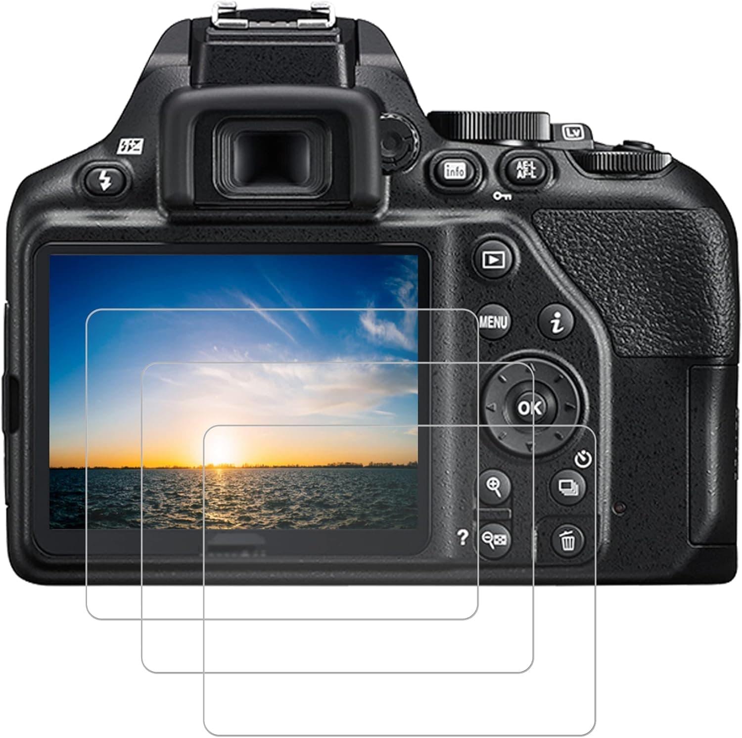 Screen Protector for D3500,Tempered Glass Protector 9H Hardness fit for Nikon D3500 D3400 D3300 D3200 D3100 [3 Packs]