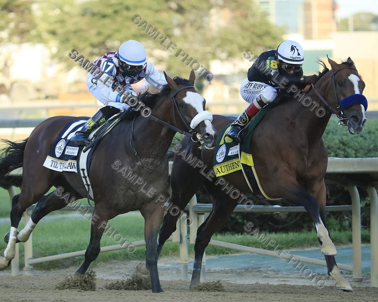 Authentic & Tiz The Law Battle 2020 Kentucky Derby Horse Racing 8X10 Photo